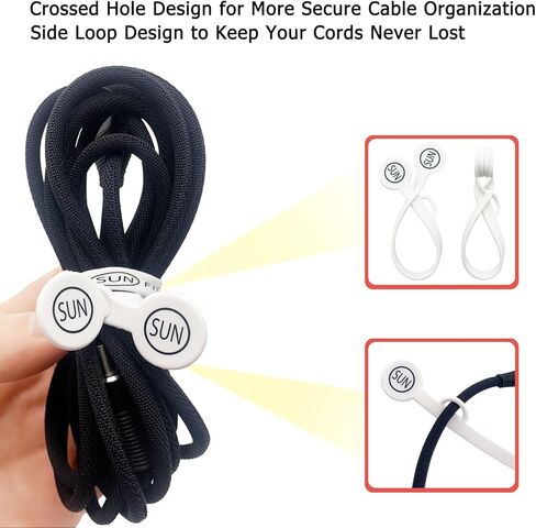 SUNFICON 10 PCS Upgraded Long Magnetic Cord Organizers Cable Clips Cable Straps 2023 New Silicone Twist Ties Colorful Appliance Headphone Cord Holder Manager Bookmark Whiteboard Fridge Magnet Keychain in Saudi Arabia