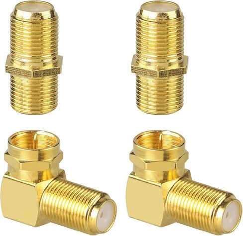 4 حزمة موصل أنثى كابل محوري مع محول ذكر إلى أنثى 90 درجة، محول RG6 من النوع F بزاوية قائمة أنثى إلى أنثى لكابلات التلفزيون in Kuwait