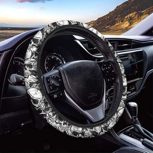Stretch-On Steering Wheel Cover Black USA American Flag Printed Universal Car Steering Wheel Wrap for Vehicle Interior Steering Wheel Protector in Saudi Arabia