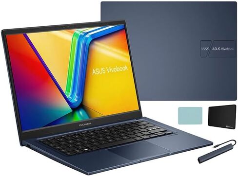 ASUS Vivobook 14 Laptop, 14" FHD Display, Intel Core i3-1215U Processor, 8GB RAM, 512GB SSD, Wi-Fi 6, Windows 11 Home in S Mode, Quiet Blue with Accessories in Saudi Arabia