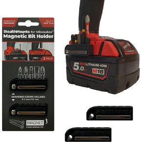 StealthMounts Milwaukee M18 Magnetic Bit Holder | Drill Bit Organizer | Perfect Bit Holder for Milwaukee Drills and Impacts (2 Pack)