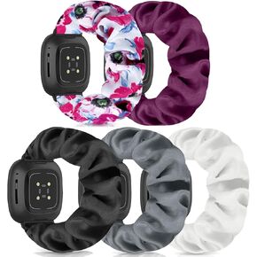Scrunchie Watch Bands for Women Compatible with Fitbit Sense/Versa 3 Elastic Scrunchy Replacement Band Soft Stretchy Band For Fitbit Versa 3 /Sense