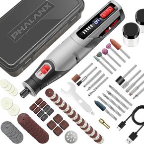 Rotary Tool Kit - 4V Power Rotary Tools, PHALANX Rotary Tool 80PCS Accessories 4000mAh Li-Ion Battery, 9 Speed Adjustment Multi-Purpose Engraver Tool for Wood Cutting Sanding Light-Duty DIY Crafting