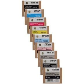 Epson T850 Ultrachrome HD Ink Bundle for SureColor P800 - Photo Black, Cyan, Vivid Magenta, Yellow, Light Cyan, Light Magenta, Matte Black
