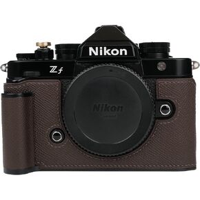 【UC Handmade】 Handmade Genuine Leather Camera Half Case for Nikon ZF/Nikon ZF Camera Case - Top Layer Cowhide Body + Hand Sewn Saddle Stitch + Metal Base Plate (Dark Brown) in Kuwait