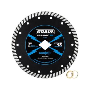 CRALY 7 Inch Ultra Thin Diamond Saw Blade for Circular Saw & Angle Grinder, 7/8 Inch Arbor, Cutting Wheel with Continuous Turbo Rim, Wet/Dry Cutting, for Granite, Concrete, Brick, Marble