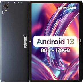 Fusion5 10.1" Android 12, F202 Full HD Ultra Slim Tablet PC with Docking Keyboard (64GB Storage, 4GB RAM, Quad Core CPU, WiFi, Bluetooth, 1920x1200 IPS Screen, Type C, 13MP & 5MP Cameras)