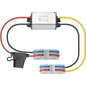 DC/DC Buck 8-32V to 5V Power Converter, Voltage Converter with Fuse to 5V5A 25W MAX Power Transformer Waterproof Step Down Module for Automotive, LED Lights, Boat Dock, Instruments.