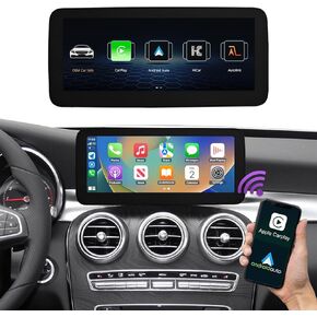 NINETOM 10.25 inch Touchscreen Wireless CarPlay Android Auto Multimedia Car Radio Receiver for Mercedes Benz C GLC Class W205 with NTG5.0/5.1/5.2 System (2015-2018)