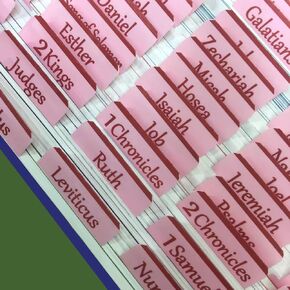 Bible Tabs, Large Print Laminated Bible Tabs for Women and Men - Easy to Read Bible Book Tabs for Study Bible, Index Tabs for Old and New Testament, Bible Labels Tabs for Christian Gift, Purple