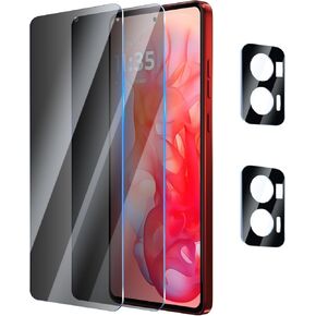 2 Pack Privacy Screen Protector for Motorola Moto G Stylus 5G 2024 6.7 Inch with 2 Pack Camera Lens Protector, Anti Spy Tempered Glass Film Scratch Resistant 9H Hardness Case Friendly