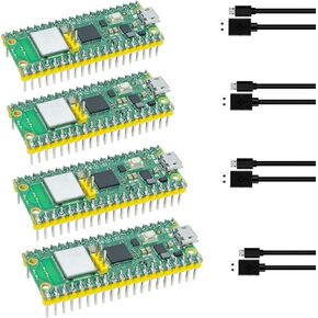4Pack Raspberry Pi Pico W with Pre-Soldered Headers, Raspberry Pi RP2040 Chip, Pico WH with 4Pcs USB Cables