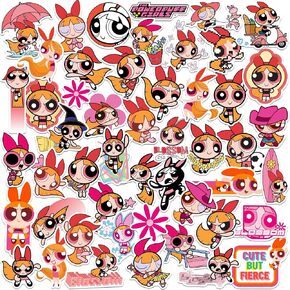Powerpuff Girls Blossoms 50ct Vinyl Large Deluxe Stickers Variety Pack - Laptop, Water Bottle, Scrapbooking, Tablet, Skateboard, Indoor/Outdoor
