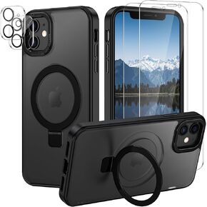 Lamcase for iPhone 16 Plus Case,with Magnetic Invisible Stand [Military Drop Protection] [Compatible with MagSafe] Shockproof Slim Translucent Anti-Slip with 2 Screen Protector,Hot Pink