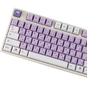 Wisteria Keycap Premium PBT 140 مفتاح/مجموعات الكرز الشخصي DYE-Sublimation ISO أدخل ANSI Layout Keycaps لـ Gateron Outemu Cherry Mx Switches GH60 GK61 RK84 لوحة المفاتيح الميكانيكية (أبيض أرجواني)
