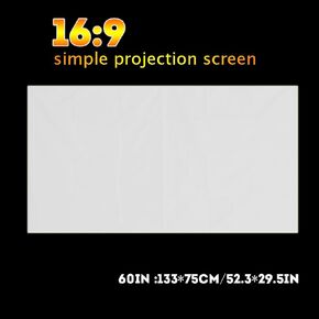 Projector Screen Pull Down, 1pc Portable White Color Projector Screen Projector Curtain Projector ScreenWrinkle Folding Projector Curtain16:9 100inch (60 inches)