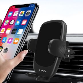 Black Air Vent Phone Holder: The Ultimate in Secure Mounting with Newest Metal Hook Clip - Perfect for iPhones, Androids, and All Smartphones in Your Car