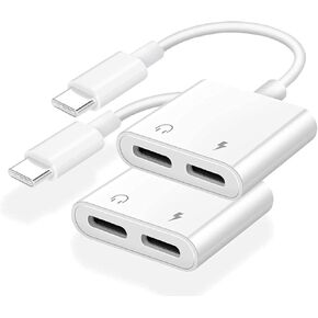 [MFi Certified] 2Pack iPhone 15 Headphone Adapter,2 in 1 USB C to 3.5mm Aux Audio Dongle +Charge Splitter Headphone Accessories Compatible with iPhone15/15Plus/15Pro/15Pro Max/Samsung Galaxy/Google