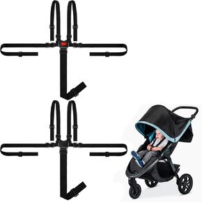 5 Point Harness Seat Belt, Full Protection 5 Point Security Harness Seatbelt Stroller Harness for High Chair and Pushchair(Black)