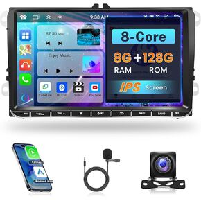8Core 8G 128G Car Radio Stereo for VW Volkswagen Seat Golf Passat Jetta Beetle Tiguan Touran EOS, Android Rimoody 9'' Wireless Carplay Android Auto Mirror Link GPS 4G-WiFi BT 5.0 FM/AM/RDS DSP Camera