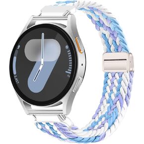 20mm Nylon Magnetic Thin Bands Compatible for Samsung Galaxy Watch 7 40mm 44mm/Watch FE 40mm/Watch 4 5 Pro 6 Band 40mm 44mm 45mm/Watch 6 Classic 43mm 47mm/Active 2, Slim Braided Strap Women