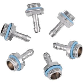 6Pcs Water Cooling Fitting, G1/4 Thread Water Cooling Barb Fitting Connector PC Water Cooling Two Touch Fitting for Tube(7.5mm)