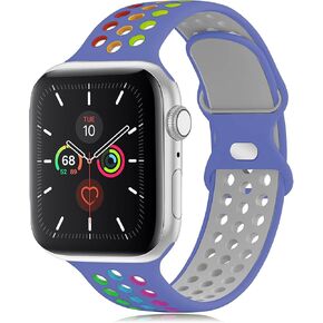 Rainbow Sport Silicone Bands Compatible with Apple Watch Band 45mm 44mm 42mm 41mm 40mm 38mm 49mm for Women Men Soft Breathable Strap Replacement Wristbands for iWatch SE Series 9 8 7 6 5 4 3 2 1
