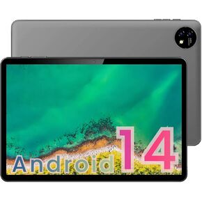 Tablet 10.1 inch Android 14 Tablet Quad-core 2.0 Ghz Processor Expandable 512GB, with Bluetooth WiFi 6000mAh Battery, Parental Control, Dual Camera (Black)