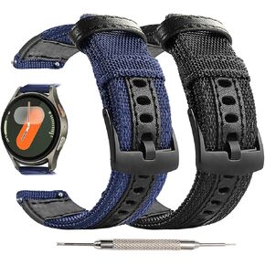 Maxjoy Galaxy Watch 7/Galaxy Watch 6 Band, Galaxy Watch 6 Classic/5 Pro Bands, 20mm Nylon Strap Compatible with Samsung Galaxy Watch 7 6 5 4 3 40mm 41mm 42mm 43mm 44mm 45mm 46mm 47mm, 2 Pack