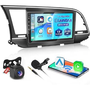 8 Core 4+64GB for Hyundai Elantra 2015-2018 Android 13 Car Stereo with Wireless Carplay Android Auto, Fuluku 9'' Touch Screen, Radio with GPS/WiFi/32EQ DSP/Bluetooth 5.0/SWC/MIC, Backup Camera