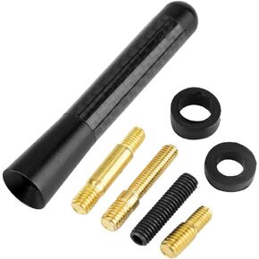 Short Car Aerial-Bee Sting Aerial - Car Aerial,3" Real Carbon Fiber Antenna Black Aluminum AM/FM Radio Vehicle Car Screw-in Stubby Aerial Replacement for Universal Car Modification (Black)