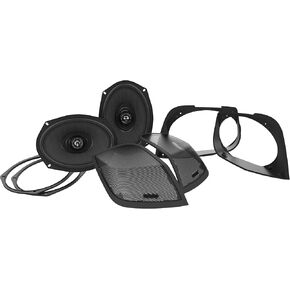 محولات مكبر الصوت بغطاء السرج من Hogtunes Retro 692 LID-RM مع مكبرات صوت من سلسلة XL بقدرة 400 وات مقاس 6 بوصة × 9 بوصة (عبوتان)، تناسب دراجات نارية Harley-Davidson 2014-2024