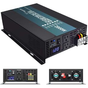 WZRELB 2000W 24V 120V Pure Sine Wave Power Inverter with 2 AC Outlets,Car Inverter