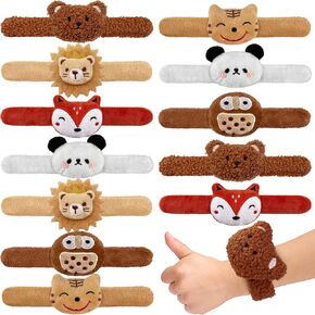 12 PCS Stuffed Animal Slap Bracelets Plush Animal Snap Bracelets Cute Wrist Slap Band Toy Wrist Animals Wrist Pets Slap Bracelet Wrist Toy for Boys Girls Easter Birthday Gifts Party Favors 6 Styles