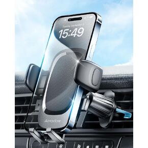 2024 Upgraded Phone Holder for Car Vent- [Hands Free] Car Phone Mount with Wider Clamp & Metal Hook Clip, Universal Automobile Cradle Compatible with iPhone 16 Pro Max 15 14 13 All