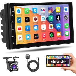 Android 13 Double Din Car Stereo with GPS Navigation Backup Camera, 7 inch Touchscreen Car Radio Android with GPS WiFi EQ SWC FM RDS Radio