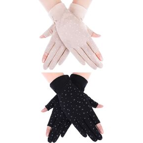 Boao 2 Pairs Sun Gloves Women Protection Gloves UV Protection Touchscreen Driving Gloves for Summer Outdoor Activities