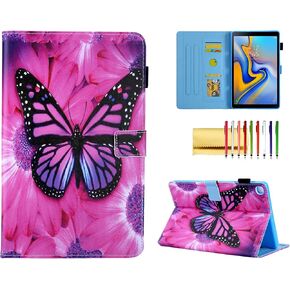 Folio Case for Samsung Galaxy Tab A 8.4" 2020 SM-T307U, Techcircle Tree Embossed PU Leather Slim Folding Stand Cover Soft Back Cover Elastic Strap Protective Case for Galaxy Tab A 8.4 2020, Brown
