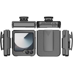 Customerfirst for Samsung Galaxy Z Flip 6 2024 Phone Case, Phone Holster with Kickstand Case with Screen Protector, Swivel Belt Clip