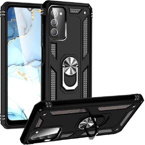Military Grade Drop Impact for Samsung Galaxy A03S Case 360 Metal Rotating Ring Kickstand Holder Armor Heavy Duty Shockproof Case for Galaxy A03S Phone Case (Rose Gold)