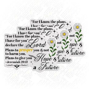 (3PCS) Christian Faith Sticker Jeremiah 29:11 Bible Verse Quotes Decal, Jesus God Scripture Die Cut Waterproof Vinyl Sticker for Water Bottle Tumbler Hard Hat Helmet Car Laptop Gift (2 Inches)