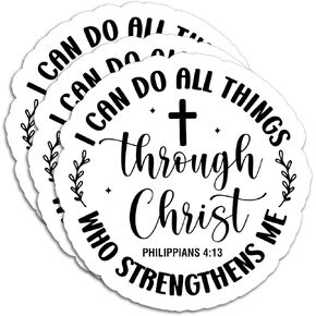 (3Pcs) I Can Do All Things Through Christ Who Strengthens Me Heart Sticker Christian Bible Verse Stickers Inspirational Words Decals for Books Laptops Phones Tumblers Water Bottles Size 3 x 2.5 Inch in Kuwait
