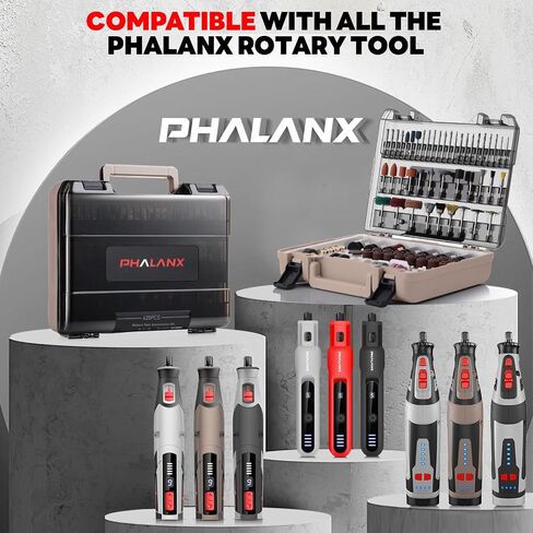 مجموعة أدوات دوارة - أدوات دوارة طاقة 4 فولت، أداة دوارة PHALANX مكونة من 80 قطعة ملحقات بطارية ليثيوم أيون 4000 مللي أمبير في الساعة، أداة نقش متعددة الأغراض لضبط 9 سرعات لقطع الخشب وصنفرة خفيفة الوزن وصناعة يدوية in Kuwait