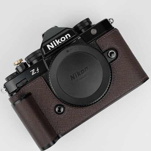 【UC Handmade】 Handmade Genuine Leather Camera Half Case for Nikon ZF/Nikon ZF Camera Case - Top Layer Cowhide Body + Hand Sewn Saddle Stitch + Metal Base Plate (Dark Brown) in Kuwait