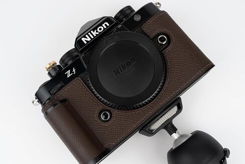 【UC Handmade】 Handmade Genuine Leather Camera Half Case for Nikon ZF/Nikon ZF Camera Case - Top Layer Cowhide Body + Hand Sewn Saddle Stitch + Metal Base Plate (Dark Brown) in Kuwait