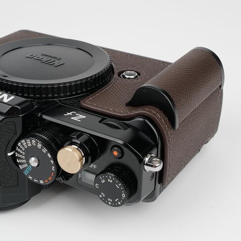 【UC Handmade】 Handmade Genuine Leather Camera Half Case for Nikon ZF/Nikon ZF Camera Case - Top Layer Cowhide Body + Hand Sewn Saddle Stitch + Metal Base Plate (Dark Brown) in Kuwait