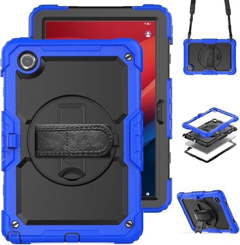 Gylint for Lenovo Tab M8 3rd 2022 / M8 (HD/FHD/Smart) 8.0'' (TB-8506FS /8506F TB-8505F / 8505X / 8505FS TB-8705F / 8705N) Case, with Screen Protector, Hand Strap, Shoulder Strap, Rotating Stand Black in Kuwait