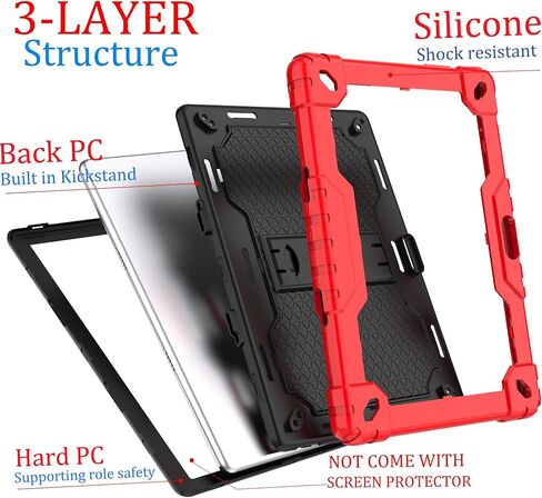 حافظة كمبيوتر لوحي Vankyo MatrixPad S10 YQSAVIOR CUPEISI Coopers YQ10S VIVIMAGE A10 A38 ZZB zb10 zb01 Aoyodkg A38 BYANDBY BYYQ10S 10.1 بوصة حافظة مدمجة بحزام كتف بمسند (أحمر + أسود) in Kuwait