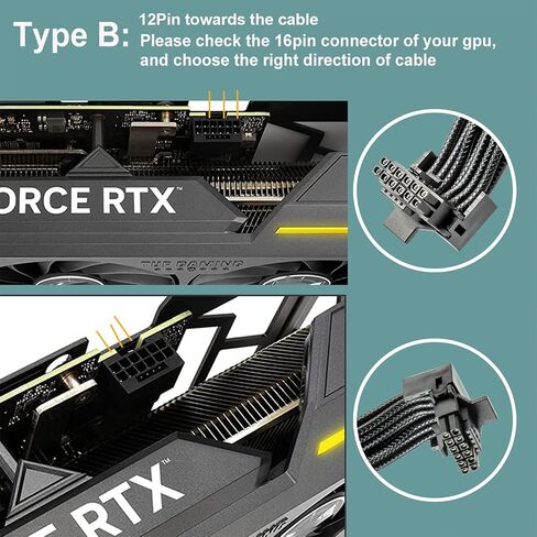 محول 12VHPWR 90 درجة إلى 2X 8Pin: 16AWG 16 PIN GPU الزاوية اليمنى PCI-E 5.0 تمديد لبطاقة الرسومات GPU 12+4pin RTX 3090Ti 4070Ti 4080 4090 (النوع A) in Kuwait