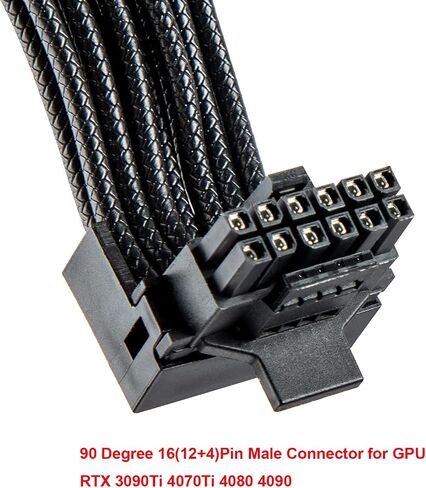 محول 12VHPWR 90 درجة إلى 2X 8Pin: 16AWG 16 PIN GPU الزاوية اليمنى PCI-E 5.0 تمديد لبطاقة الرسومات GPU 12+4pin RTX 3090Ti 4070Ti 4080 4090 (النوع A) in Kuwait